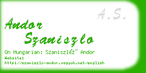 andor szaniszlo business card